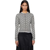Marine Serre Gray Moon Jacquard Knit Fitted Cardigan 252020F095007