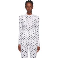 Marine Serre White Recycled Moon Jersey Second Skin Highneck Top 252020F099005