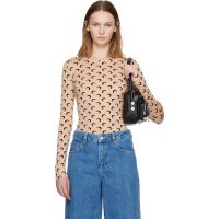 Marine Serre Tan Recycled Moon Jersey Second Skin Crewneck T-shirt 252020F110003