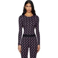 Marine Serre Black Recycled Moon Jersey Long Sleeve T-shirt 252020F110038