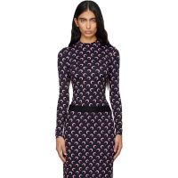 Marine Serre Black Recycled Moon Jersey Second Skin T-shirt 252020F110041