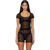 Marine Serre Black Recycled Mesh Flock T-shirt 252020F110044