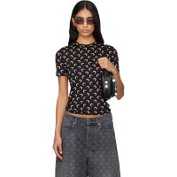 Marine Serre Black Recycled Moon Jersey Second Skin Short Sleeve T-shirt 252020F110060