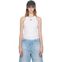 Marine Serre White Moon Logo Ribbed Jersey Tank Top 252020F111005