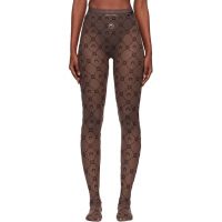Marine Serre SSENSE Exclusive Brown Recycled Mesh Flock Tights 252020F111006