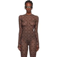 Marine Serre SSENSE Exclusive Brown Flock Second Skin Highneck Top 252020F111007