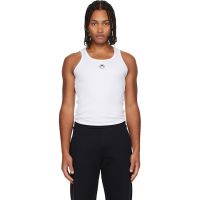 Marine Serre White Moon Logo Ribbed Jersey Tank Top 252020M214000