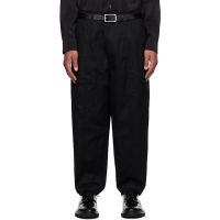 Comme des Garcons Homme Black Cotton Twill Garment Treated Trousers 252057M191012