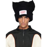 Charles Jeffrey LOVERBOY Black Supersized Chunky Ears Beanie 252101M138000