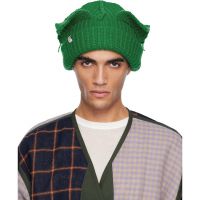 Charles Jeffrey LOVERBOY Green Mohair Chunky Ears Beanie 252101M138040