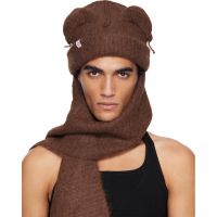 Charles Jeffrey LOVERBOY Brown Alpaca Chunky Ears Scarf Beanie 252101M150002