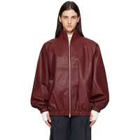 The Frankie Shop Burgundy Senta Faux-Leather Bomber Jacket 252115F058001