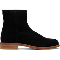 Common Projects Black Waxed Suede Zipper Boots 252133M228000