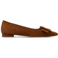 Manolo Blahnik Tan Maysale Pump Ballerina Flats 252140F118001
