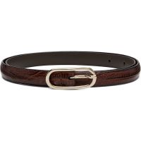 Andersons Tan Super Skinny Lizard Leather Oval Buckle Belt 252176F001015