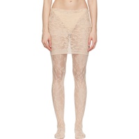 MARIE ADAM-LEENAERDT Beige Lace Miniskirt 252189F090006