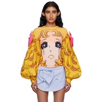 Pushbutton Yellow Crying Girl Puff Sleeve Ribbon T-shirt 252252F110021