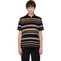 Paul Smith Black Signature Stripe Cotton-Pique Polo 252260M212003