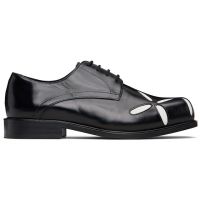 Stefan Cooke Black & White Slashed Square Toe Derbys 252300M225001