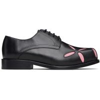 Stefan Cooke SSENSE Exclusive Black & Pink Slashed Square Toe Derbys 252300M225006