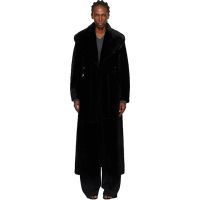 Nour Hammour Black Giovanna Enveloping Shearling Coat 252306F062005