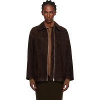 Nour Hammour Brown Layne Sleek Suede Jacket 252306F064010