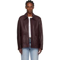 Nour Hammour Burgundy Drey The It Girl Leather Jacket 252306F064012