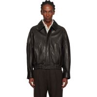 Nour Hammour Brown Dalma Relaxed Leather Jacket 252306F064014