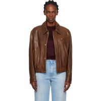 Nour Hammour Brown Clint Cropped Bomber Jacket 252306F064026