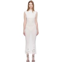 Christopher Esber White Hibiscus Embroidered Rib Midi Dress 252311F054002