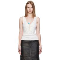 Christopher Esber White Crystal Pin Tank Top 252311F111005