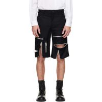 Comme des Garcons Homme Plus Black Wool Nylon Flannel Shorts 252347M193001