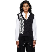 Andersson Bell Black & Gray Boucle Cable Patchwork Knit Vest 252375F100002
