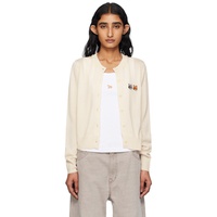 Maison Kitsune Beige Double Bold Fox Head Patch Regular Cardigan 252389F095000