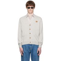 Maison Kitsune Gray Fox Head Patch Regular Cardigan 252389M200004