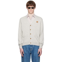 Maison Kitsune Gray Fox Head Patch Regular Cardigan 252389M200004