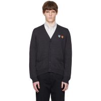 Maison Kitsune Gray Double Bold Fox Head Patch Regular Cardigan 252389M200007
