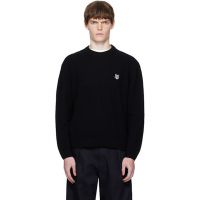 Maison Kitsune Black Fox Head Lambswool Comfort Sweater 252389M201002
