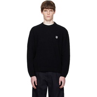 Maison Kitsune Black Fox Head Lambswool Comfort Sweater 252389M201002