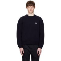 Maison Kitsune Navy Fox Head Lambswool Comfort Sweater 252389M201003