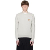 Maison Kitsune Gray Bold Fox Head Patch Regular Sweater 252389M201006
