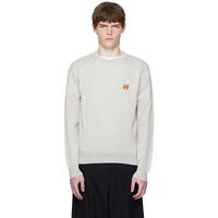 Maison Kitsune Gray Bold Fox Head Patch Regular Sweater 252389M201006