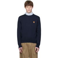 Maison Kitsune Navy Bold Fox Head Patch Regular Sweater 252389M201007