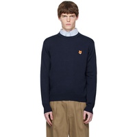 Maison Kitsune Navy Bold Fox Head Patch Regular Sweater 252389M201007