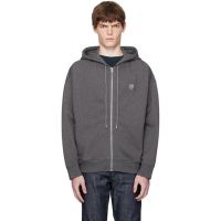 Maison Kitsune Gray Bold Fox Head Patch Fullzip Oversize Hoodie 252389M202002