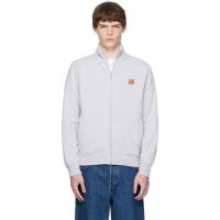 Maison Kitsune Gray Fox Head Patch Fullzip Regular Sweatshirt 252389M202012