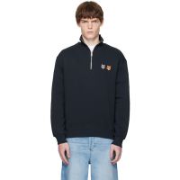 Maison Kitsune Navy Double Bold Fox Head Half Zip Comfort Sweatshirt 252389M202015