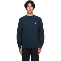 Maison Kitsune Navy Fox Head Patch Regular Sweatshirt 252389M204011