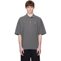 Maison Kitsune Gray Bold Fox Head Patch Oversize Polo 252389M212002