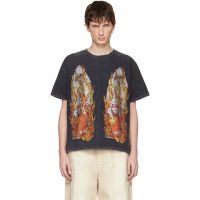 Who Decides War Black Rhinestone Flame Glass T-shirt 252389M213059